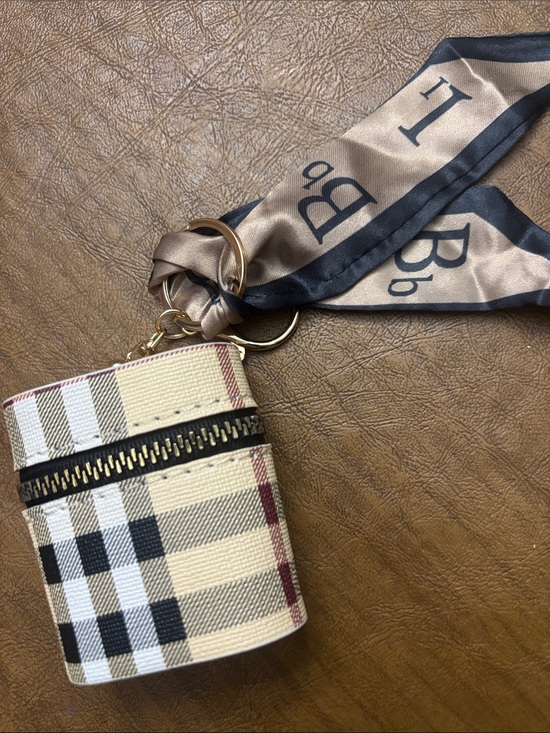 Other - Plaid AirPods Case Keychain with Silk Scarf Accent